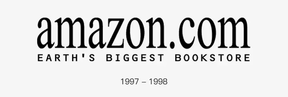 The earliest logo of Amazon, from 1995 to 1997, 1997 and 1998